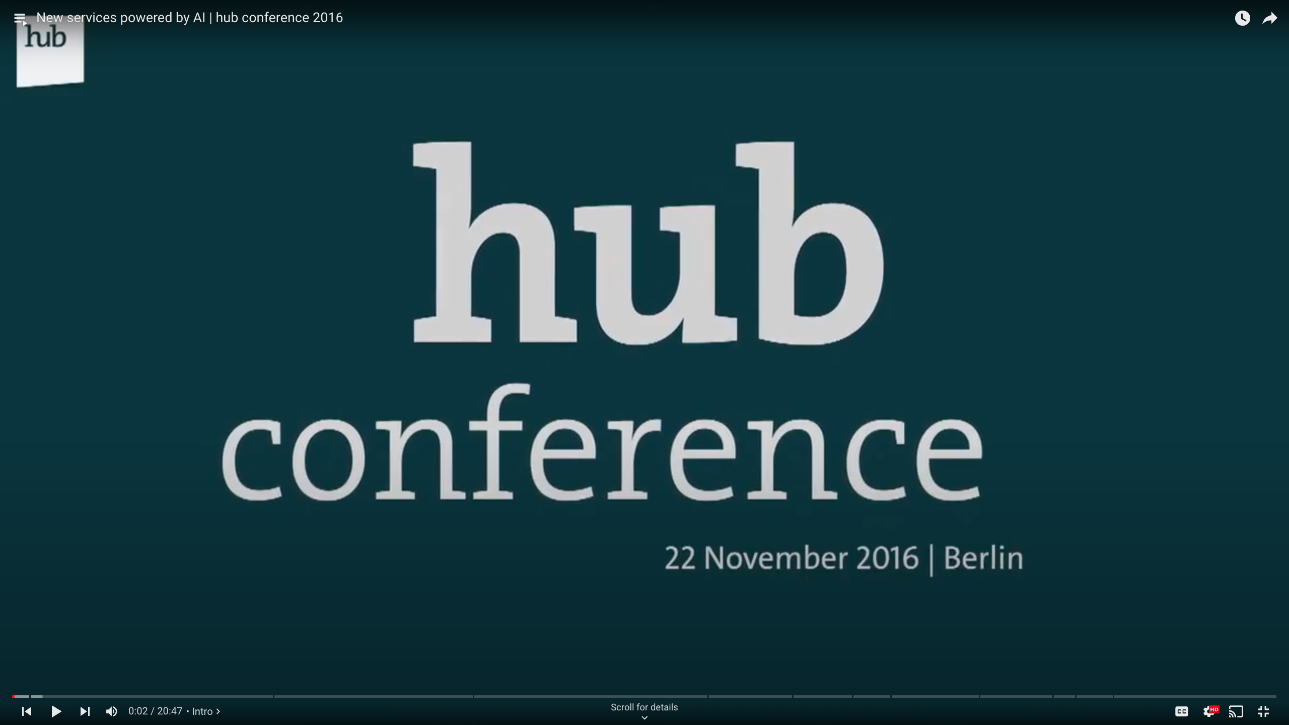 Bitkom New services powered by AI | hub conference 2016